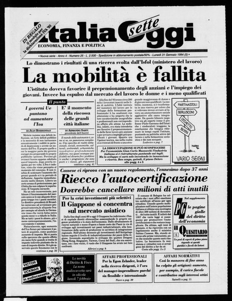 Italia oggi : quotidiano di economia finanza e politica